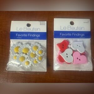 Daisy and Heart Button Set - White, Yellow, Red, Pink
